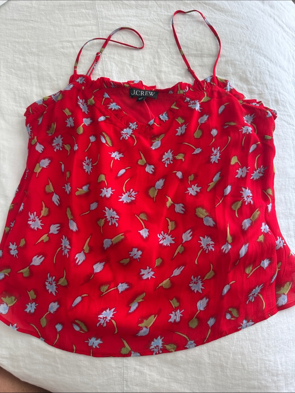 J. Crew Red Floral Spaghetti Strap Cami sz Med